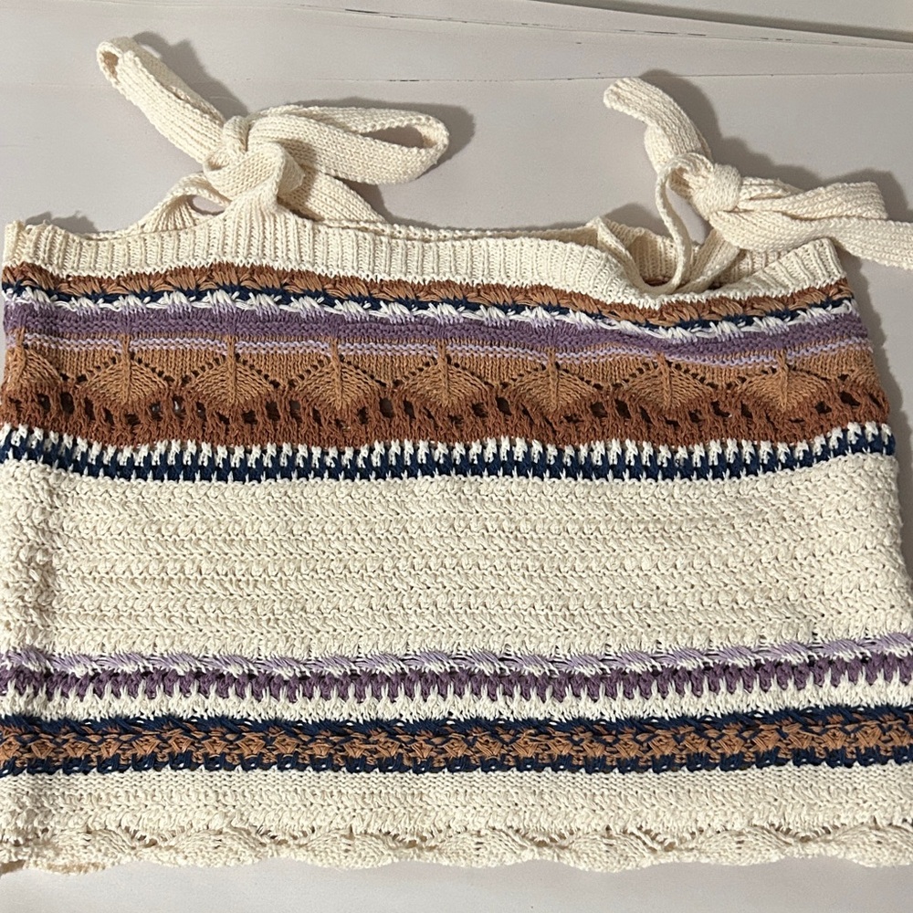 POL Cream and Brown Knit Tank Top - Picture 3 of 6